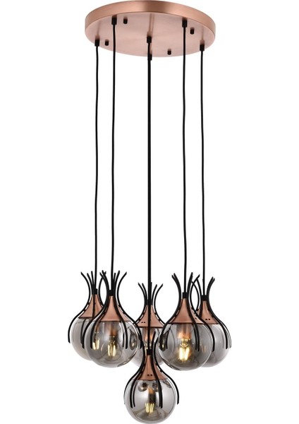 AV-60161-6T-BSY Siyah Boyalı Modern Avize E27 Metal Cam 50cm