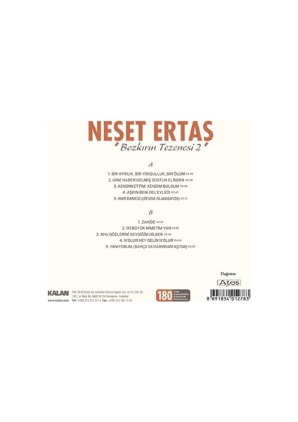 Neşet Ertaş - Bozkırın Tezenesi 2 (Plak)