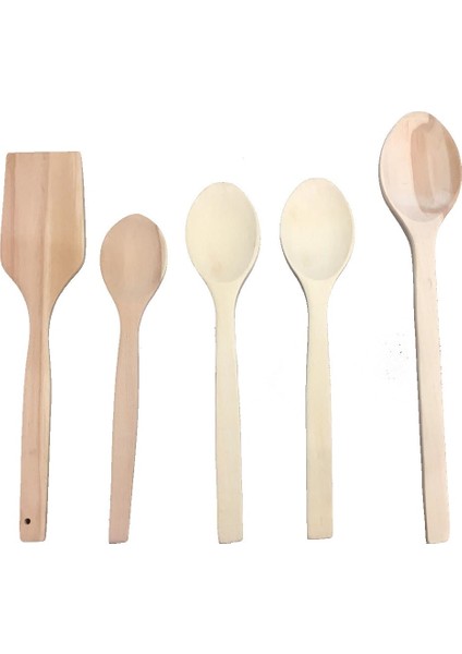 Ahşap Tahta 4 Kaşık 1 Spatula