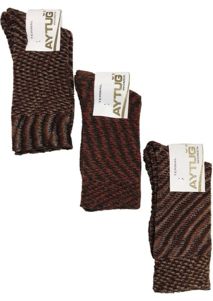 Aytuğ kadın Renkli Kışlık Termal Soket Çorap 3'lü Paket