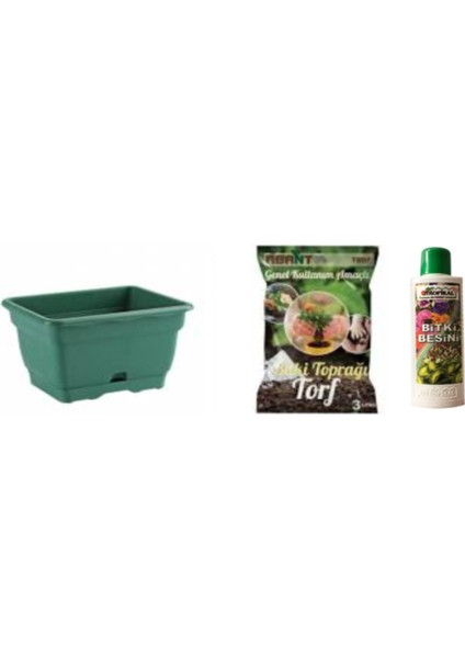 1 Adet 3 lt Papatya Balkon Saksı 1 Adet Toprak 225 ml Besini