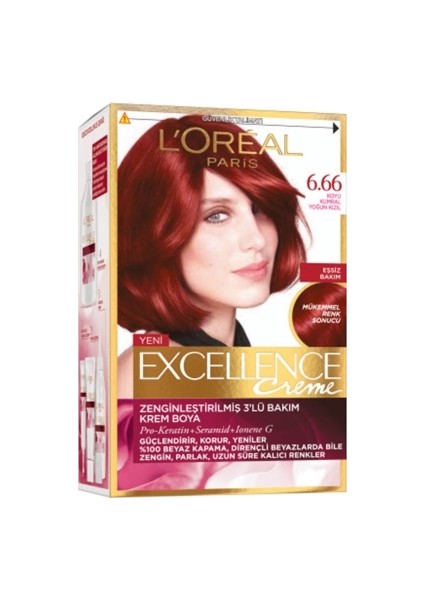 Loreal Paris Excellence Creme Saç Boyası 6.66 Yoğun Kızıl
