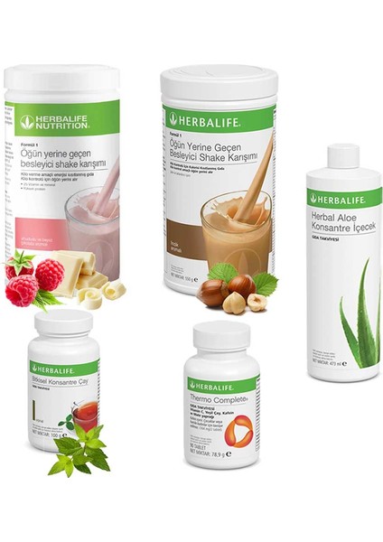 Ahududu Shake 1 - Fındık Shake 1 - Çay Klasik 100 gr - Aloe Vera - Thermo Complete