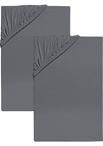2'li 100X200 cm Düz Pamuklu Tek Kişilik Lastikli Fitted Penye Çarşaf