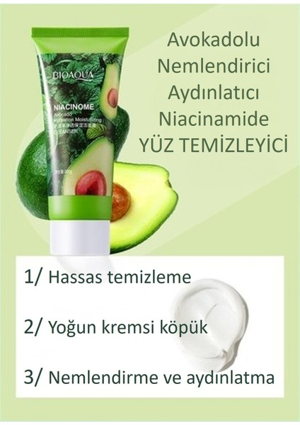 Avokadolu Nemlendirici Aydınlatıcı Niacinamide Yüz Temizleyici 100 gr