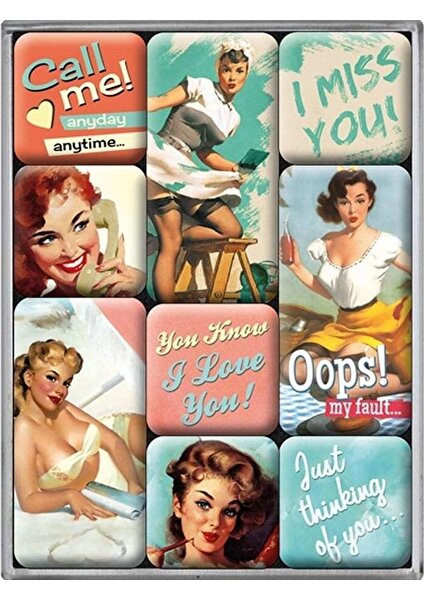 Nostalgic Art Say It Nice Slogans Magnet Set 9 Parça