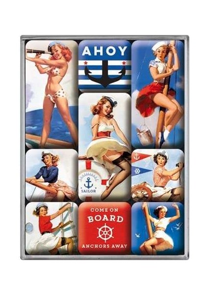 Nostalgic Art Pin Up Ahoy Magnet Set 9 Parça