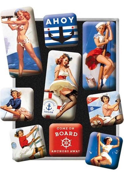 Nostalgic Art Pin Up Ahoy Magnet Set 9 Parça