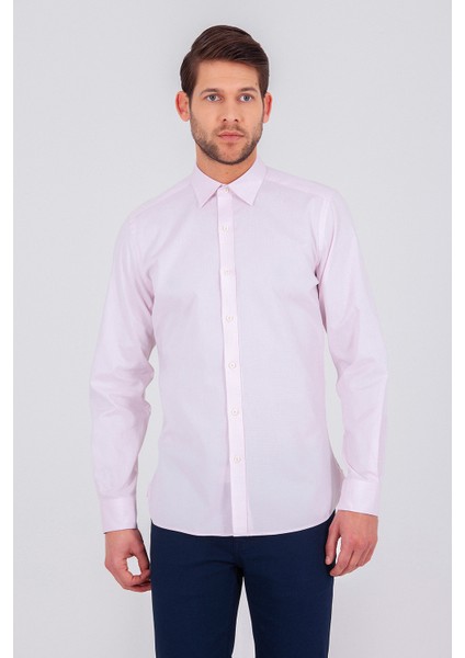 Erkek Pembe Slim Fit Gömlek