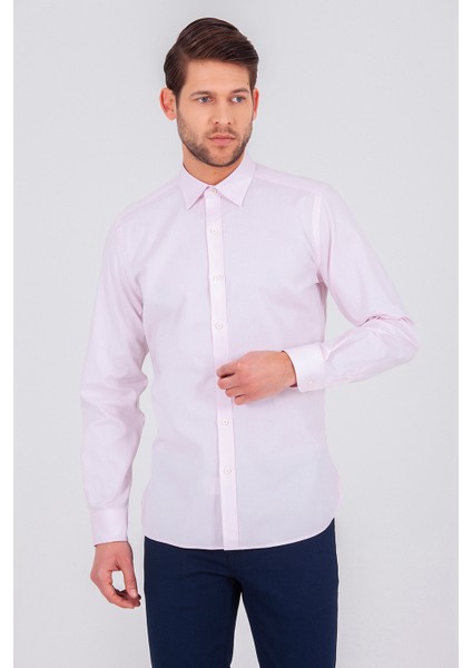 Erkek Pembe Slim Fit Gömlek