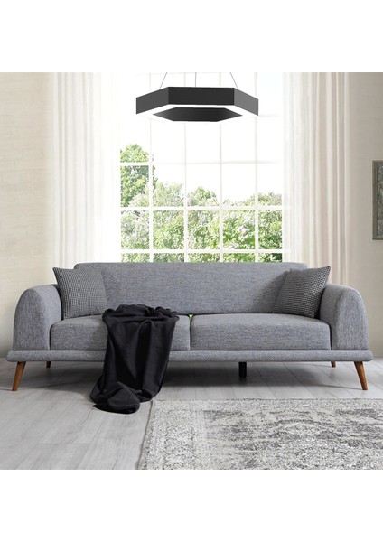 Hegza Lighting Hexagon (Siyah Kasa, Gün Işığı) Ledli Modern Avize