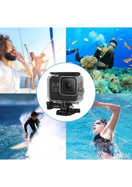 PU353 Gopro Hero 8 Uyumlu Sualtı Su Geçirmez Kılıf Kapak AL-32888