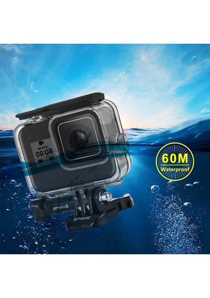 PU353 Gopro Hero 8 Uyumlu Sualtı Su Geçirmez Kılıf Kapak AL-32888