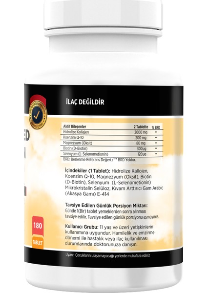 Hidrolize Collagen Coenzyme Biotin Selenium Magnezyum 180 Tablet