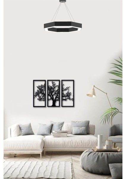 Hegza Lighting Octagon (Siyah Kasa, Beyaz Işık) Ledli Modern Avize