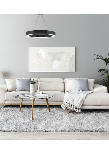 Hegza Lighting Octagon (Siyah Kasa, Beyaz Işık) Ledli Modern Avize