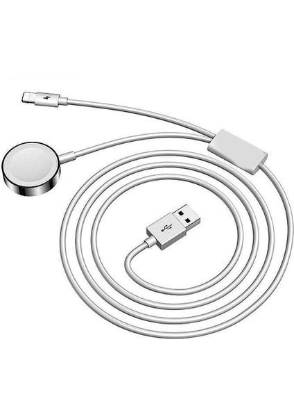 Apple Watch Uyumlu + Lightning 2in1 Masaüstü Manyetik Şarj Kablosu 1.2m fiyatları