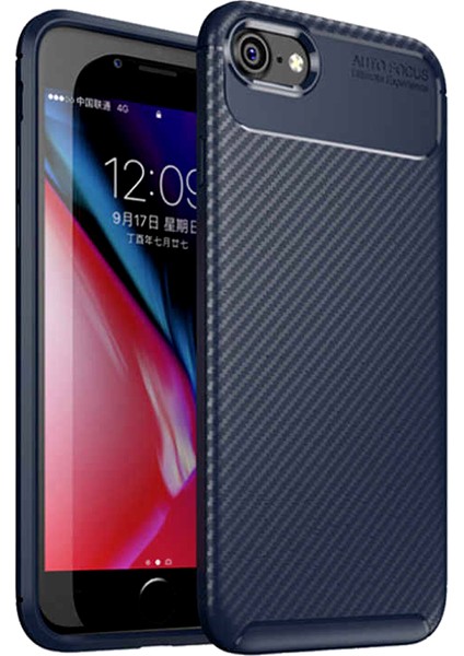 Apple iPhone 6 Plus Karbon Desenli Negro Silikon Kılıf Lacivert