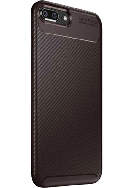 Apple iPhone 8 Karbon Desenli Negro Silikon Kılıf Kahverengi