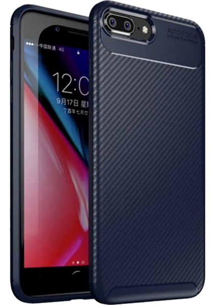 Apple iPhone 8 Karbon Desenli Negro Silikon Kılıf Lacivert