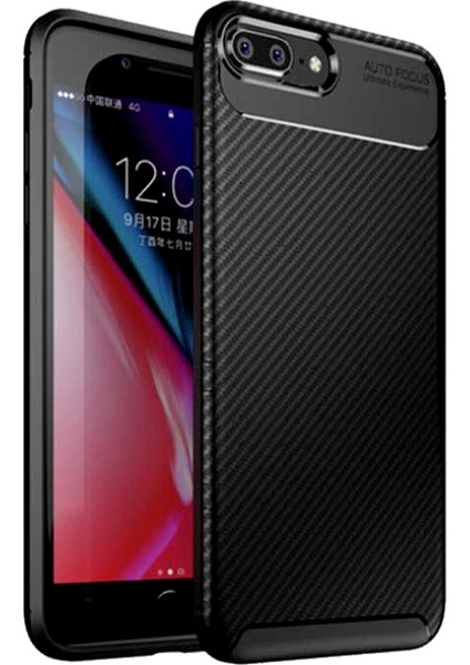 Apple iPhone 7 Plus Karbon Desenli Negro Silikon Kılıf Siyah