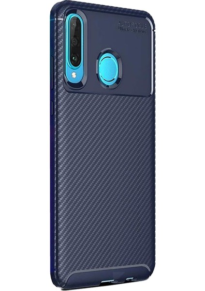 Huawei P30 Lite Karbon Desenli Negro Silikon Kılıf Lacivert