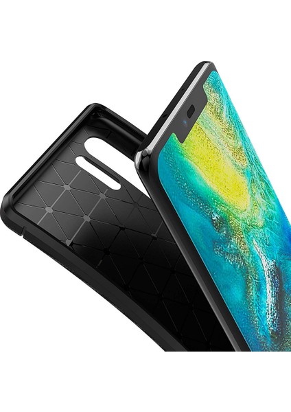 Huawei P30 Pro Karbon Desenli Negro Silikon Kılıf Siyah modelleri