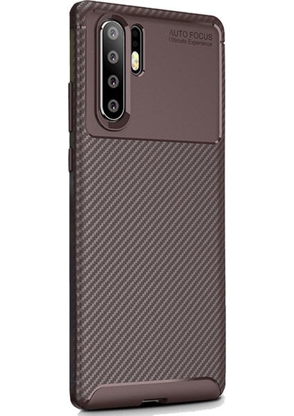 Huawei P30 Pro Karbon Desenli Negro Silikon Kılıf Kahverengi
