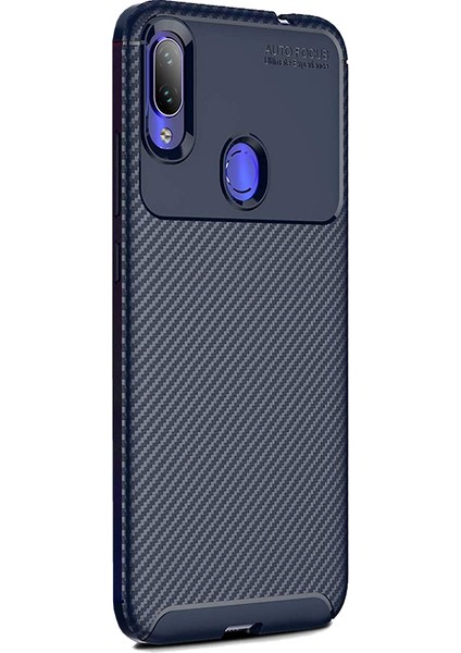 Xiaomi Redmi Note 7 Karbon Desenli Negro Silikon Kılıf Lacivert