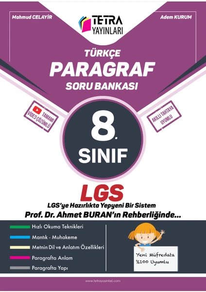 Tetra Yayınları Türkçe Paragraf 8. Sınıf LGS Soru Bankası