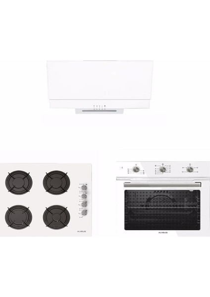 Beyaz Turbo Ankastre Set (F17 Davlumbaz + MFA614 Fırın + GLS640 Ocak)