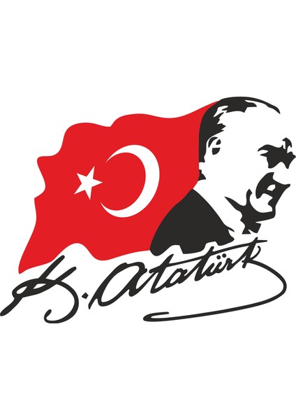 Mustafa Kemal Atatürk Gazi Başbuğ ve Türk Bayrağı Sticker 00388