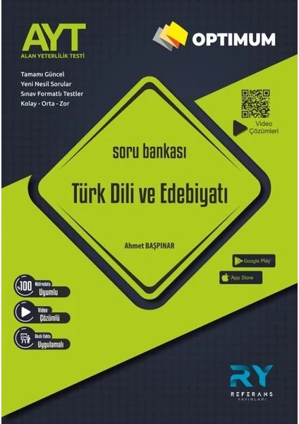 Referans Optimum AYT Türk Dili ve Edebiyatı Tamamı Video Çözümlü Soru Bankası (Kolay-Orta-Zor)