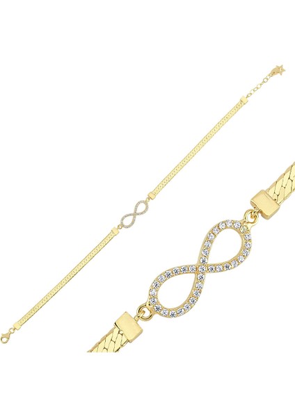Sembol Gold Sonsuzluk Altın Bileklik Ezme Zincir 18-22 cm