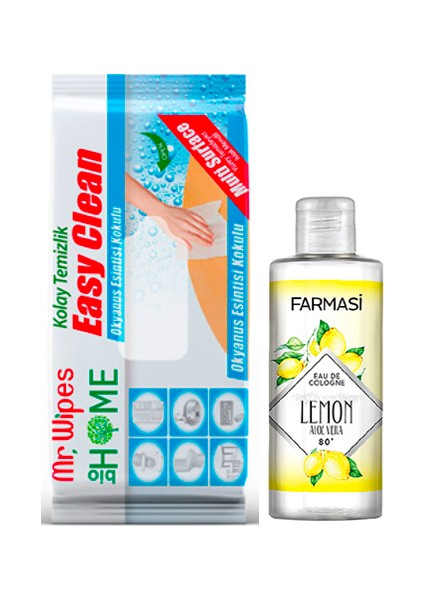 Limon Kolonyası 225 ml+Farmasi Temizleme Mendili Okyanus Esintisi Kokulu 40 Adet