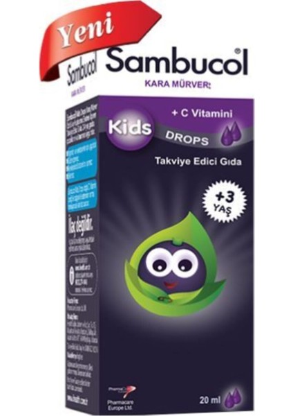 Kids Kara Mürver Özütü Drops Takviye Edici Gıda 20 Ml(+3 Yaş)