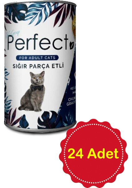 24'lü Perfect Yetişkin Kedi Parça Etli Soslu Sığır Etli 400 gr