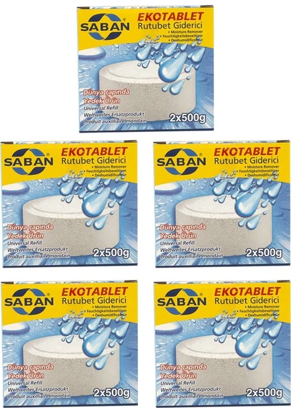 Saban nem Alıcılı ve Rutubet Giderici Yedek Tablet  2X500 gr Naturel 5'li Paket