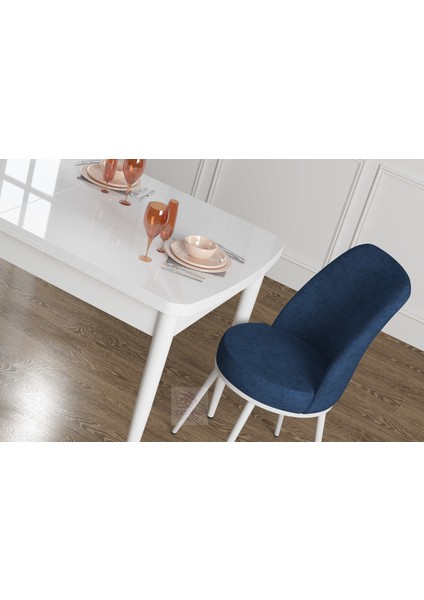 Concept Zen Serisi Mdf Açılabilir Mutfak Masası Takımı-Yemek Masası Takımı Beyaz Masa+6 Sandalye