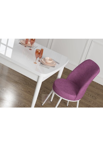 Concept Zen Serisi Mdf Açılabilir Mutfak Masası Takımı-Yemek Masası Takımı Beyaz Masa+6 Sandalye