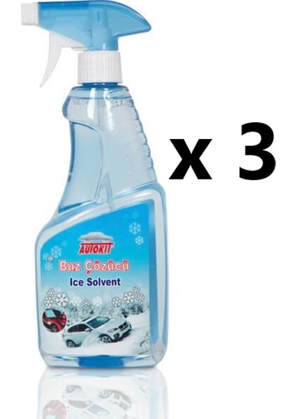 3 Adet Autokit Araç Oto Cam Buz Çözücü - Don Çözücü 500 ml x 3