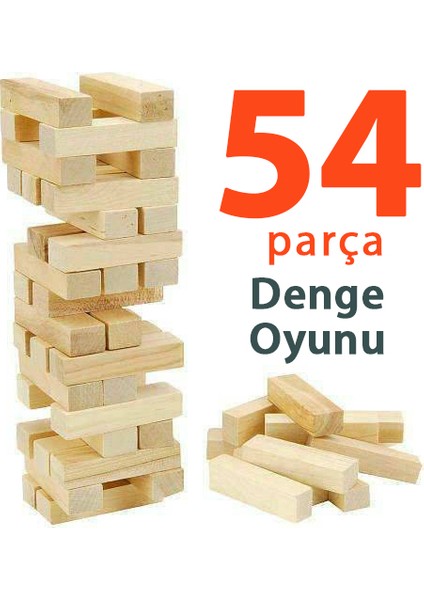 54 Parçalı Ahşap Denge ve Beceri Oyunu