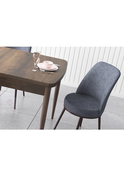 Concept Zen Serisi Mdf Barok Ahşap Desenli Açılabilir Mutfak Masa Takımı + 6 Sandalye