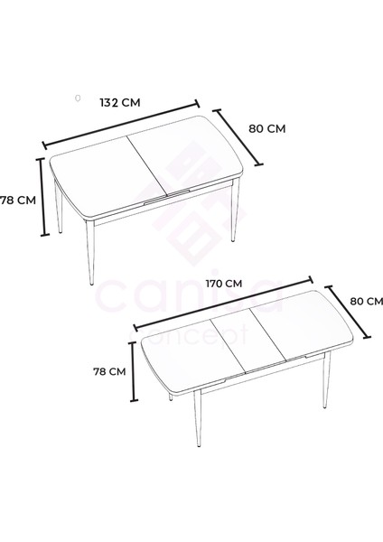 Concept Zen Serisi Mdf Barok Ahşap Desenli Açılabilir Mutfak Masa Takımı + 6 Sandalye