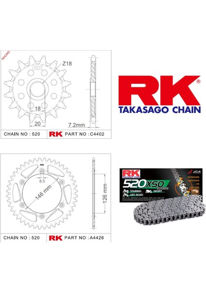 Suzuki RM 125 Rk Off-Road Zincir Dişli Set 520 MXZ 12/51T (2006-2011)