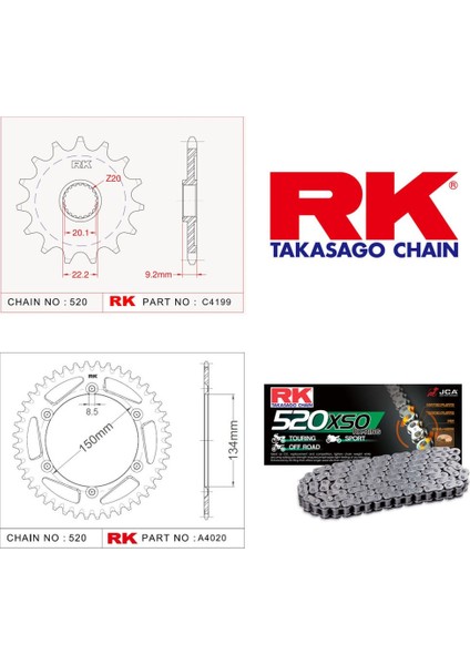 Kawasaki KX 250 F Rk Off-Road Zincir Dişli Set 520 MXZ 13/48T (2006-2010)