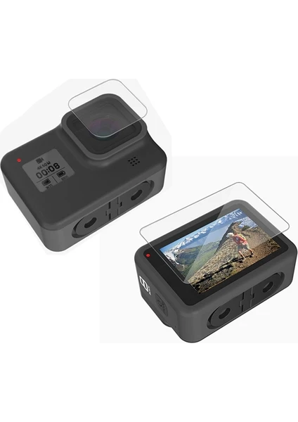 Gor AL-32776 Gopro Hero 8 2 In1 Darbe Emici Ekran Koruyucu 2 Set