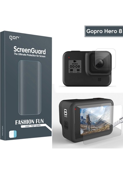 Gor AL-32776 Gopro Hero 8 2 In1 Darbe Emici Ekran Koruyucu 2 Set