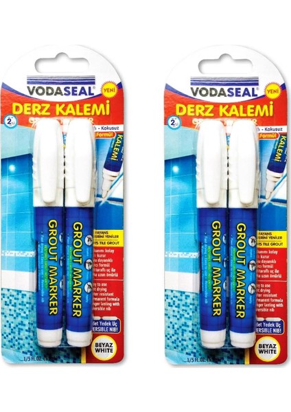 Fayans Derz Kalemi Beyaz 4 Lü Set + 4 Adet Yedek Uç