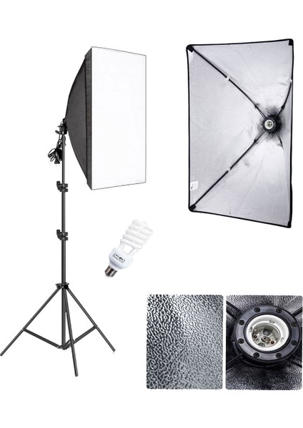 50x70 Tek Duyulu Lambalı Softbox Youtuber 25 watt kaliteli lamba